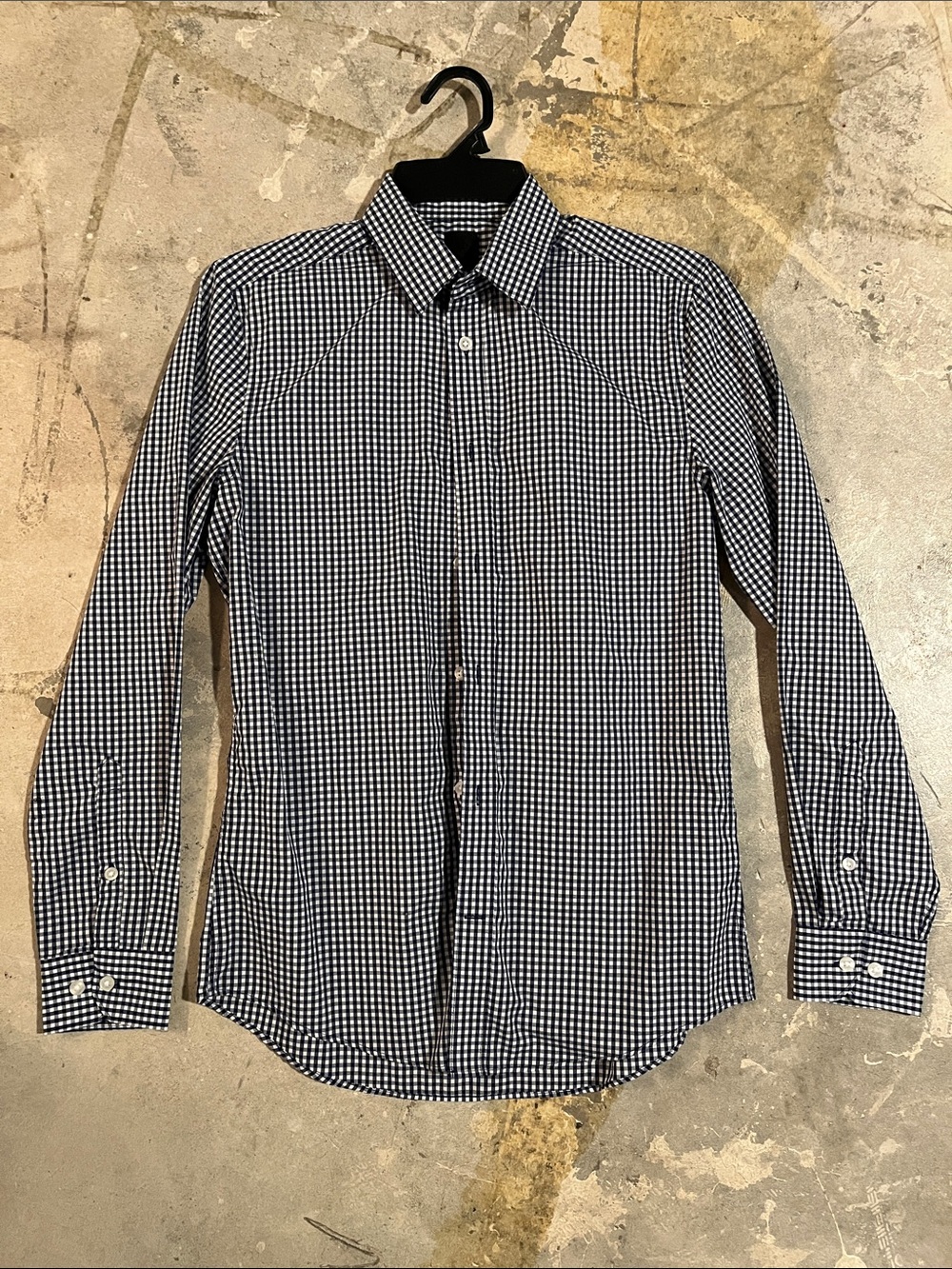 Small H&M Navy and White Gingham Dress Shirt
